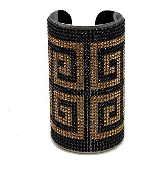 The "Geometric Luxe" Collection - Rhinestone Embellished Geometric Print Cuff Bracelet (B'Luxe Clothing Boutique Favorite!)