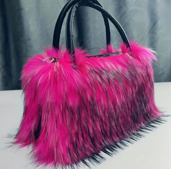 Faux Fur Boston Bag