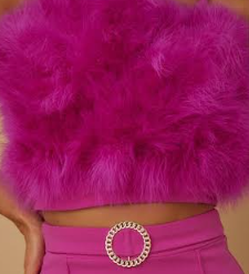 Feather Embellished Pant Set (Hot Pink)