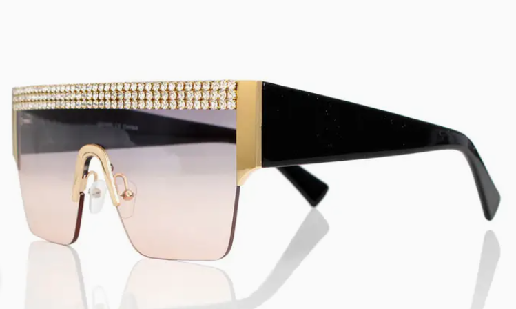 Rhinestone Embellished Square Frame Sunglasses (4 Colors Available!) (B'Luxe Clothing Boutique Favorite!)