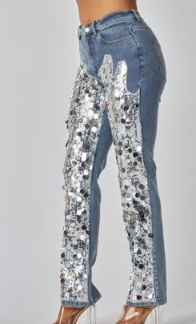 "Those Jeans" - Silver Large Sequin Embellished Jeans (B'Luxe Clothing Boutique Favorite!)