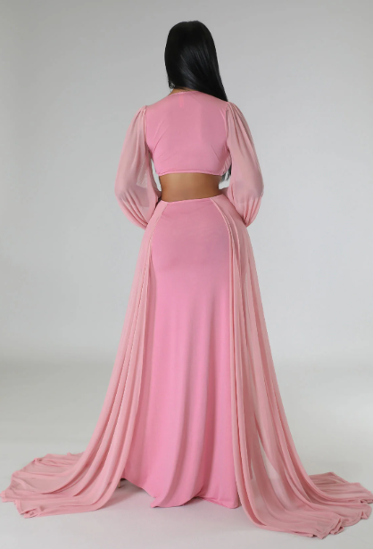 Love Affair - Side Cut-Out Maxi Dress With Side Floor Length Trains