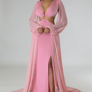 Love Affair - Side Cut-Out Maxi Dress With Side Floor Length Trains