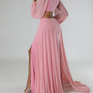 Love Affair - Side Cut-Out Maxi Dress With Side Floor Length Trains