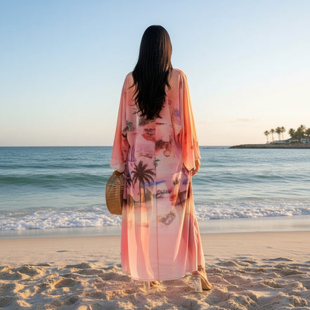 "Día de Playa": Conjunto de bikini/short de tres piezas con estampado tropical y kimono a juego (¡Un favorito de la boutique B'Luxe Clothing!)