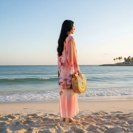 "Día de Playa": Conjunto de bikini/short de tres piezas con estampado tropical y kimono a juego (¡Un favorito de la boutique B'Luxe Clothing!)