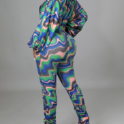 Ensemble body à manches cloche et imprimé abstrait avec bas froncé