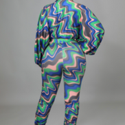 Ensemble body à manches cloche et imprimé abstrait avec bas froncé