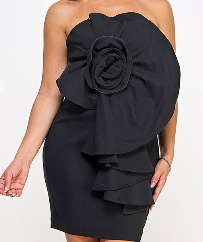 "In Bloom" Oversized Flower Embellished Mini Dress