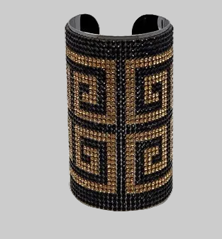 Geometric Design Rhinestone Embellished Cuff Bracelet