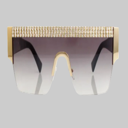 Rhinestone Embellished Square Frame Sunglasses (4 Colors Available)