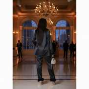 The Feather Luxe Collection - Feather Embellished Satin Pant Set