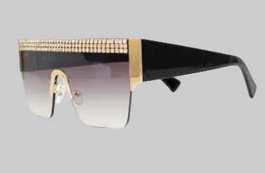 Rhinestone Embellished Square Frame Sunglasses (4 Colors Available)