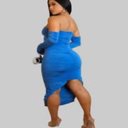 Robe midi bustier froncée à manches détachables (bleu sarcelle) (Coup de cœur de la boutique B'Luxe Clothing !)