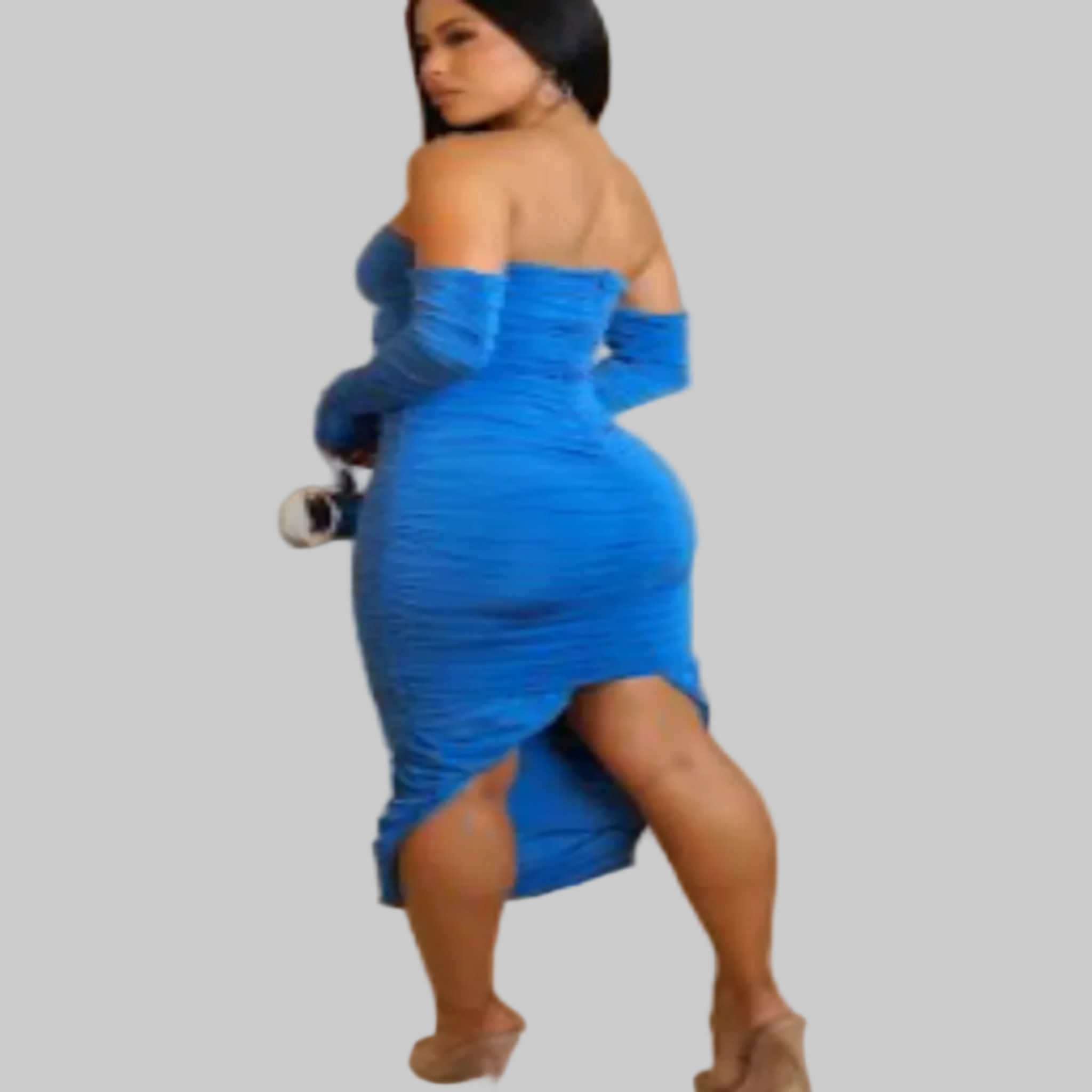 Robe midi bustier froncée à manches détachables (bleu sarcelle) (Coup de cœur de la boutique B'Luxe Clothing !)