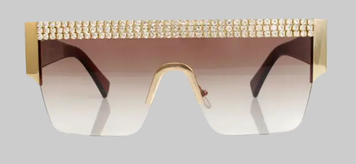 Lunettes de soleil à monture carrée ornée de strass (4 couleurs disponibles !) (Coup de cœur de la boutique B'Luxe Clothing !)