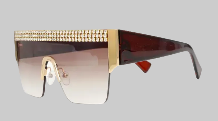 Lunettes de soleil à monture carrée ornée de strass (4 couleurs disponibles !) (Coup de cœur de la boutique B'Luxe Clothing !)