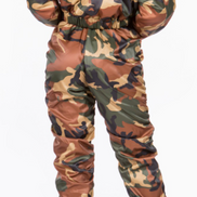 Camo Cropped Bomber Jacket And Ruched Pant Set