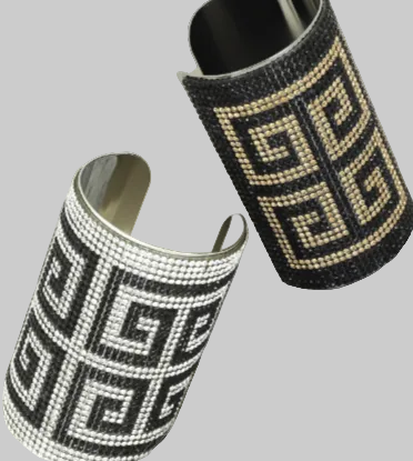 Geometric Design Rhinestone Embellished Cuff Bracelet