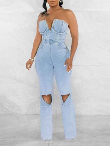 Strapless Denim Jumpsuit