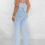 Mono vaquero desgastado sin tirantes