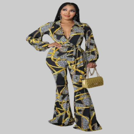 Ensemble pattes d'éléphant à imprimés multiples