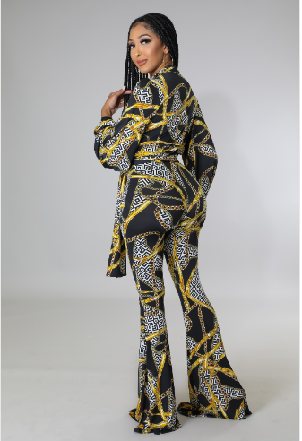 Ensemble pattes d'éléphant à imprimés multiples