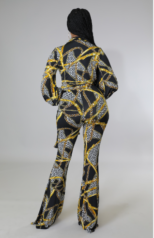 Ensemble pattes d'éléphant à imprimés multiples