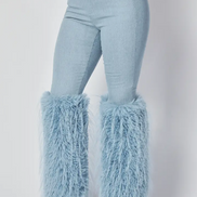 Faux Fur Embellished Jeans