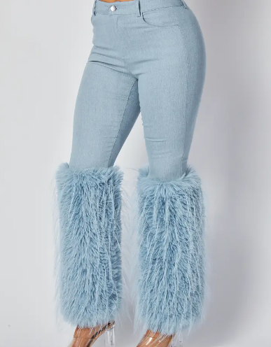 Faux Fur Embellished Jeans