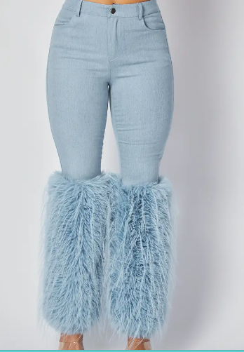 Faux Fur Embellished Jeans