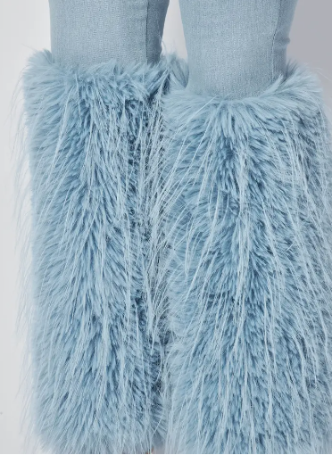 Faux Fur Embellished Jeans