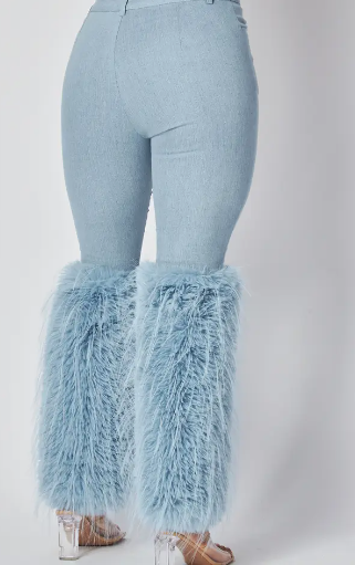 Faux Fur Embellished Jeans