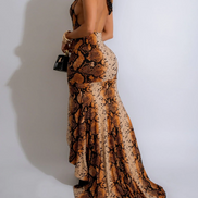 Robe longue dos nu à imprimé animal avec traîne jusqu'au sol (Coup de cœur de la boutique B'Luxe Clothing !)