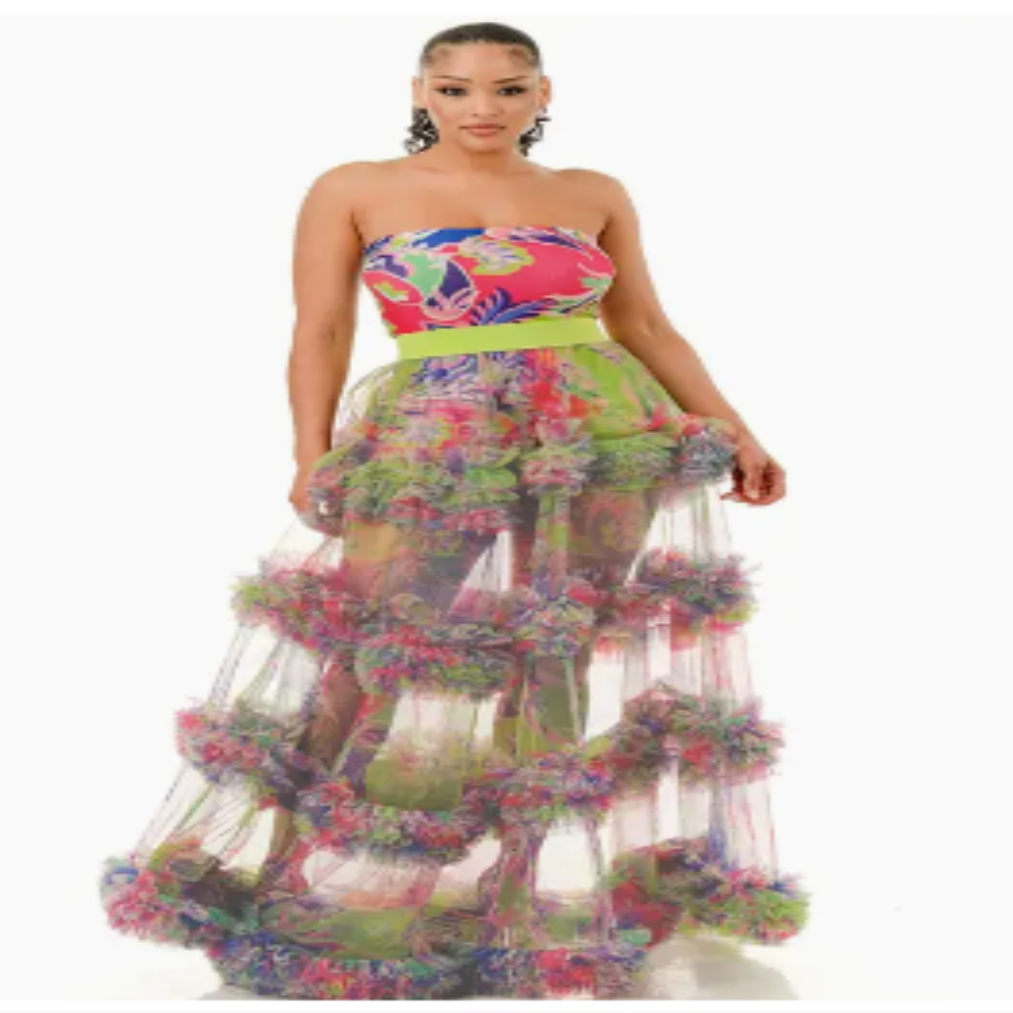 In Bloom - Two-Piece Romper & Floral Embellished Maxi Skirt Set