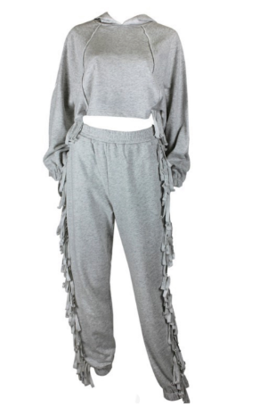 Fringe Hoodie Jogger Set