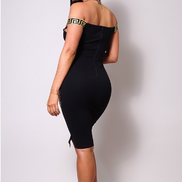 Collection « Géométrique Luxe » - Robe midi à bordure géométrique dorée (Coup de cœur de la boutique B'Luxe Clothing !)