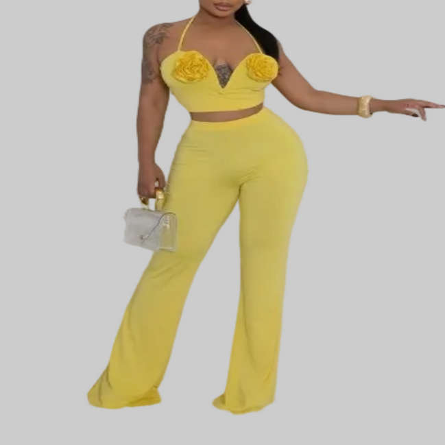 "En Flor" - Conjunto de top y pantalón con estampado floral