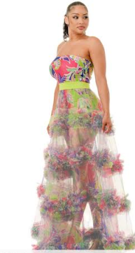 « In Bloom » - Ensemble deux pièces : combinaison et jupe maxi ornée de fleurs (Coup de cœur de la boutique B'Luxe Clothing !)