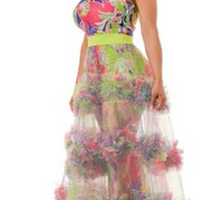 In Bloom - Two-Piece Romper & Floral Embellished Maxi Skirt Set
