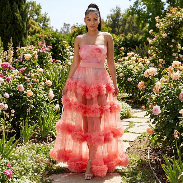 In Bloom - Two-Piece Romper & Floral Embellished Maxi Skirt Set