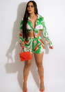 Multi-Print Crop Top Short Set