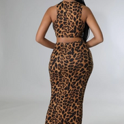 Robe midi imprimée léopard à découpes
