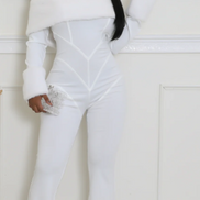 Let It Snow - Off Shoulder Faux Fur Embellished Jumpsuit