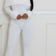 Let It Snow - Off Shoulder Faux Fur Embellished Jumpsuit