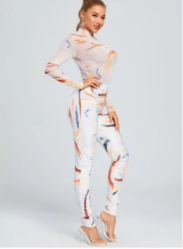 Marble Legging Set With Sheer Bodysuit (B'Luxe Clothing Boutique Favorite!)