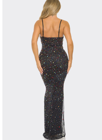 "Va Va Va Voom" - Rainbow Jeweled Floor-Length Maxi Dress