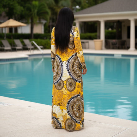 "Opulencia": Traje de baño monokini de dos piezas con transparencias a juego hasta el suelo