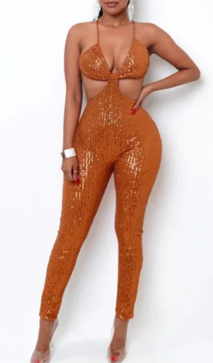 Cut-Out Sequin Jumpsuit