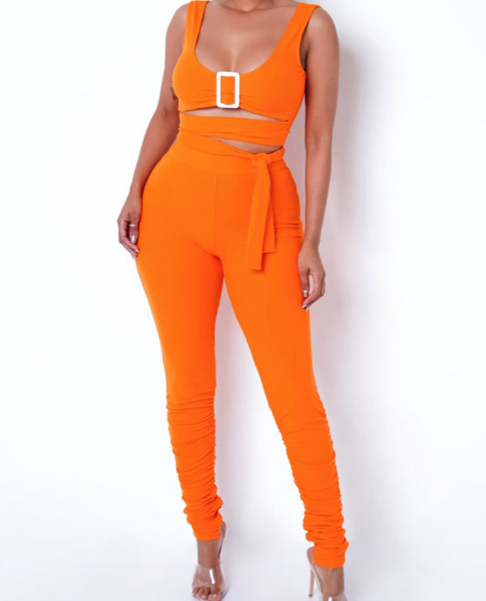 "Orange Luxe" - Two-Piece Legging Set